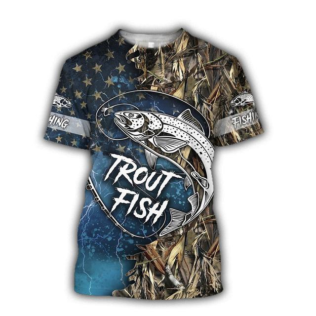 Fishing Graphic 3d Print Men's T-Shirt Summer Short Sleeve Tees Tops Harajuku Fashion Casual Oversized Man Clothing Camisetas