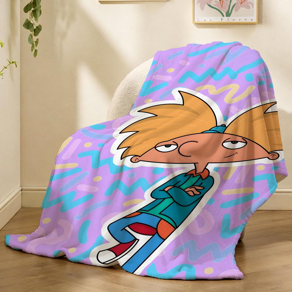 Hey Arnold Cartoon Throw 240g flannel blanket, suitable for sofas, beds, offices,  exquisite gift blankets