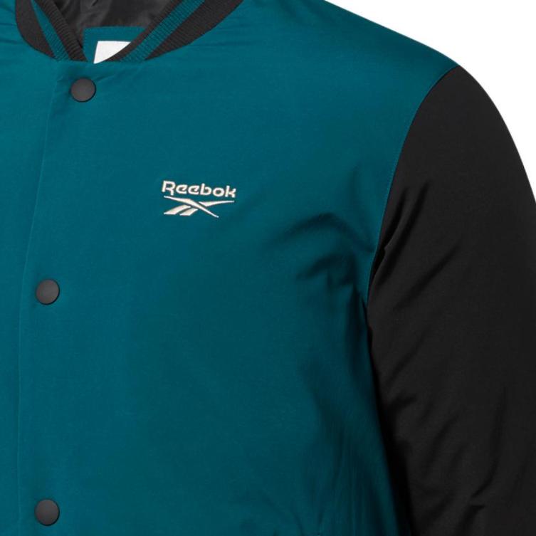 Reebok Klasická pánská ležérní bunda s barevným blokováním a baseballovým límcem, svrchní oděv, zelená GU5748