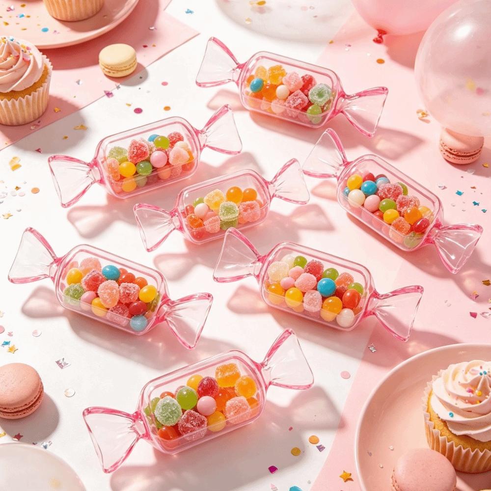 10pcs Candy Shape Earrings Jewelry Box Transparent Candy Container Cute Snack Gift Box  Wedding
