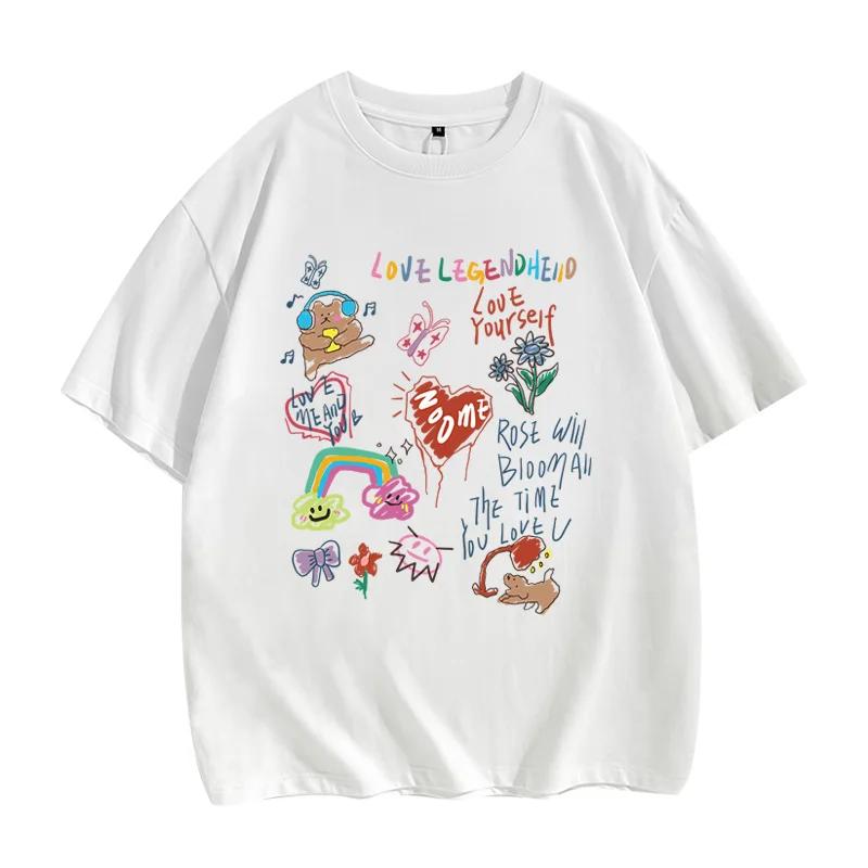 Liebespaar T Frauen Männer Valentinstagsgeschenk Druck Paar Sommer Partnerlook Liebesshirt 2024 Baumwolle Y2k