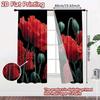2D FLAT PRINTING 2pcs Curtains (Without Rod) Floral Elegance In Red (2) Valentine Is Day Festival Minimalist Curtains Versatile