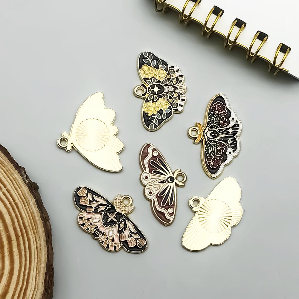Colorful Enamel Alloy Butterfly & Leaf Pendant Charm for DIY Jewelry