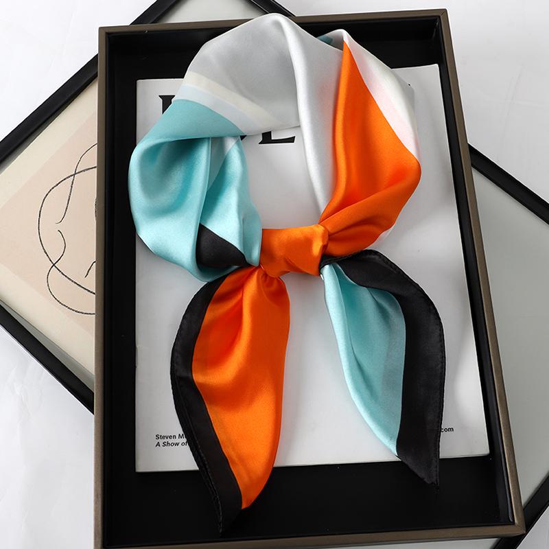 70*70CM Fashion Silk Square Scarf Women Satin Shawl Wrap Hijab Female Hair Band Luxury Ladies Print Design Headband Scarves
