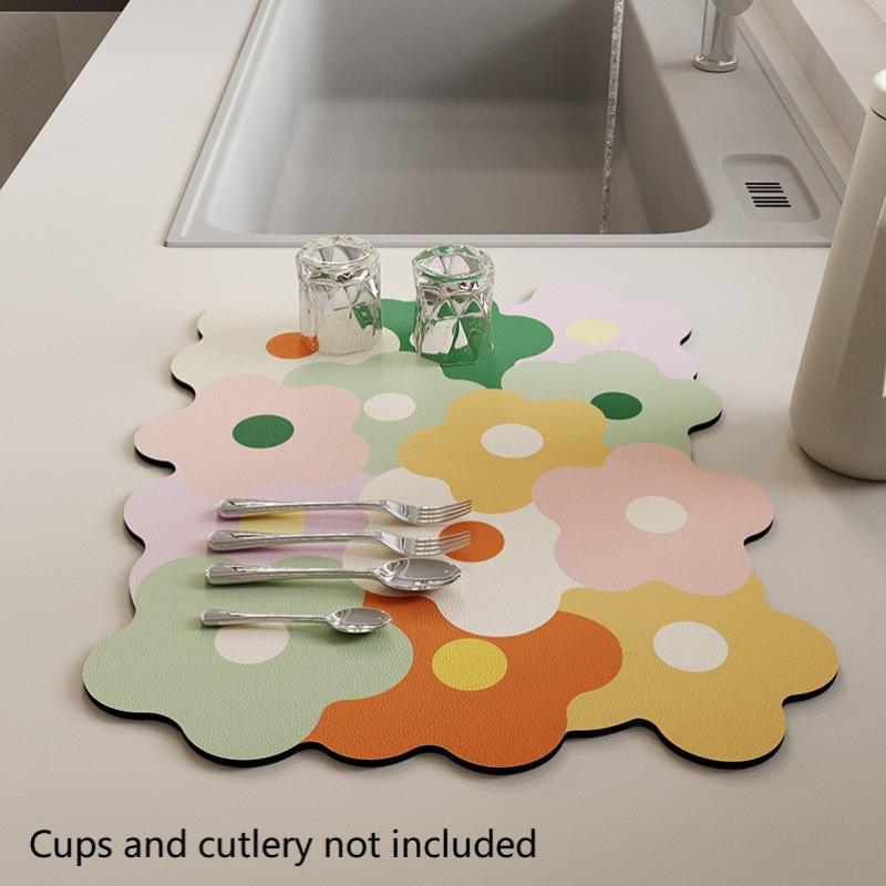 

Быстросохнущий коврик для сушки посуды Цветок Резиновые салфетки для сушки посуды Коврик для кухни Подставка для столовых приборов Суперабсорбирующая салфетка для сушки кофе