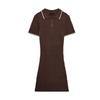 Spring Women Clothes Korean Style Contrast Color Trim Short Sleeve Polo Shirt Collar Knitted Mini Dress 0014001