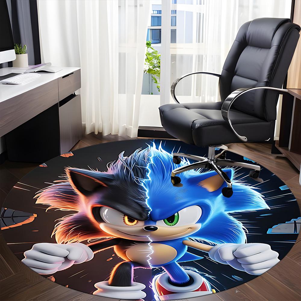 1ks Kancelářský kulatý koberec Sonic Hedgehog, Dekorace do ložnice, obývacího pokoje, Domácí dekorace, Dekorace místnosti, Offic a1016174