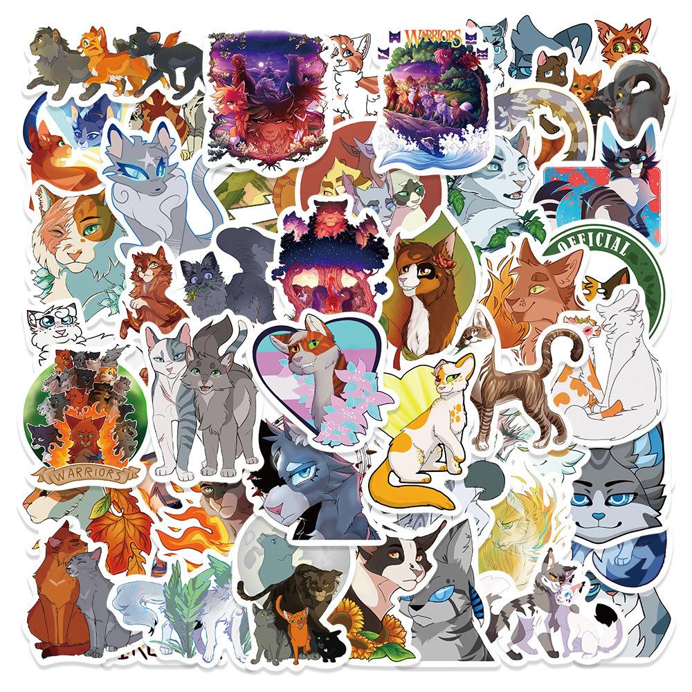 52pcs Warriors Cats Furry Graffiti Stickers for DIY Luggage Laptop Skateboard Motorcycle Bicycle Stickers