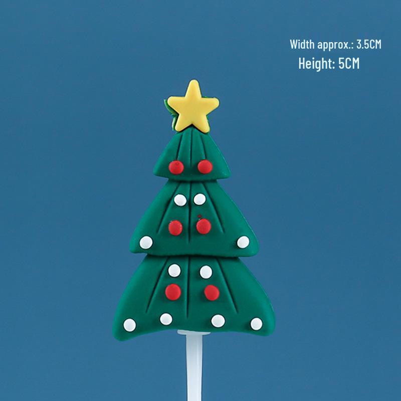 Christmas Decor Set: Card Inserts, Cake Toppers, Cup Garland, Wreath Ornaments, Strawberry Tower, Cartoon Star & Tree Decorations.