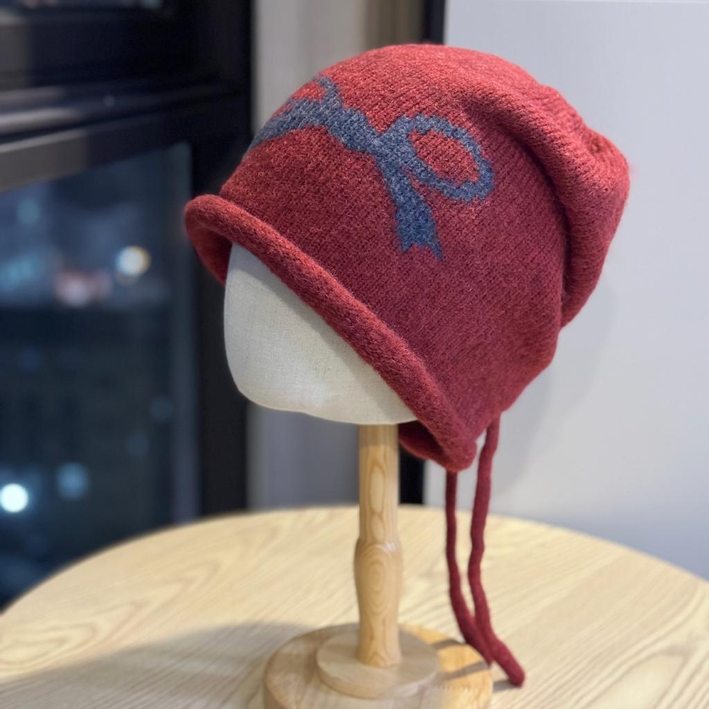 Woolen Hat Autumn and Winter Thickened Knitted Hat Women's Face Showing Small Wool Curled Heap Pile Hat Big Head Circumference Cold Hat Trendy
