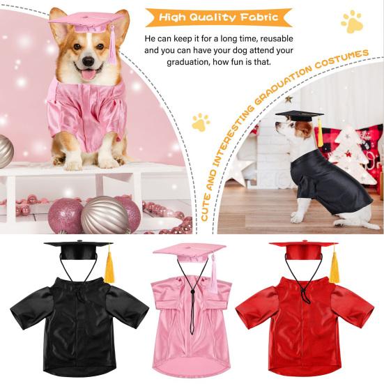 2025 Dog Graduation Costume Set Pet Graduation Cap with Tassel And Washable Gown Set for Dogs Cats Holiday Halloween Party Accessory