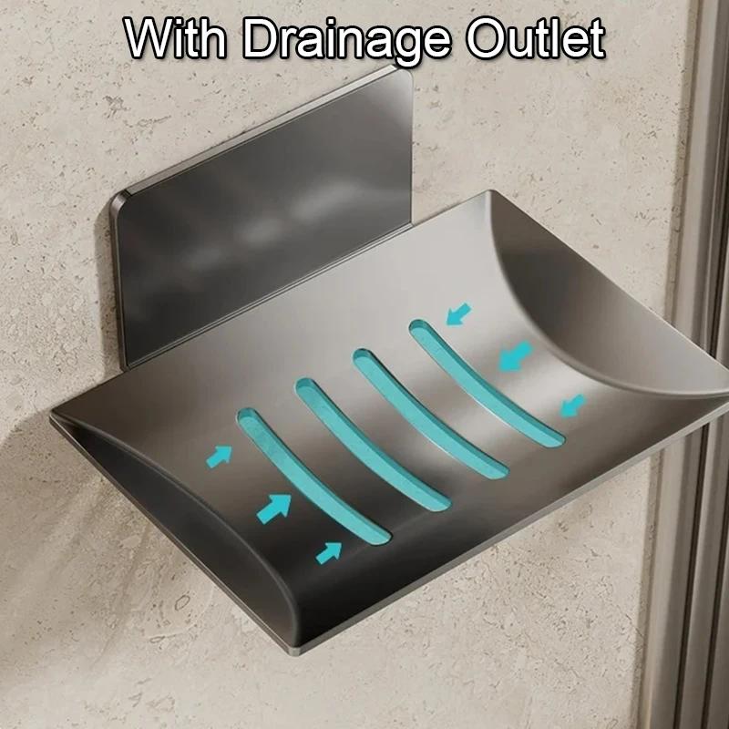 1PCS Bathroom Soap Box  No Punching Required Durable and Waterproof Wall-mounted Soap Rack Non-drilling Storage Rack