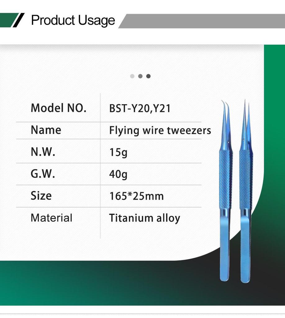 Blue Fingerprint Anti-Magnetic Titanium Alloy Tweezers 0.15mm, Fine Point for Mobile Phone Repair and Microscope Use