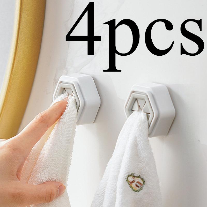 [4pcs Towel Plugs] 4pcs Self-Adhesive Towel Plugs-Non-Perforated Wall-Mounted Hooks for Bathroom&Kitchen,Easy Install Contemporary Plastic Towel Rack