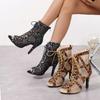 Plus Size Women's Sandals 2025 New Arrival Slim Heel Ultra-High Heel Mesh Strappy Dance Boots
