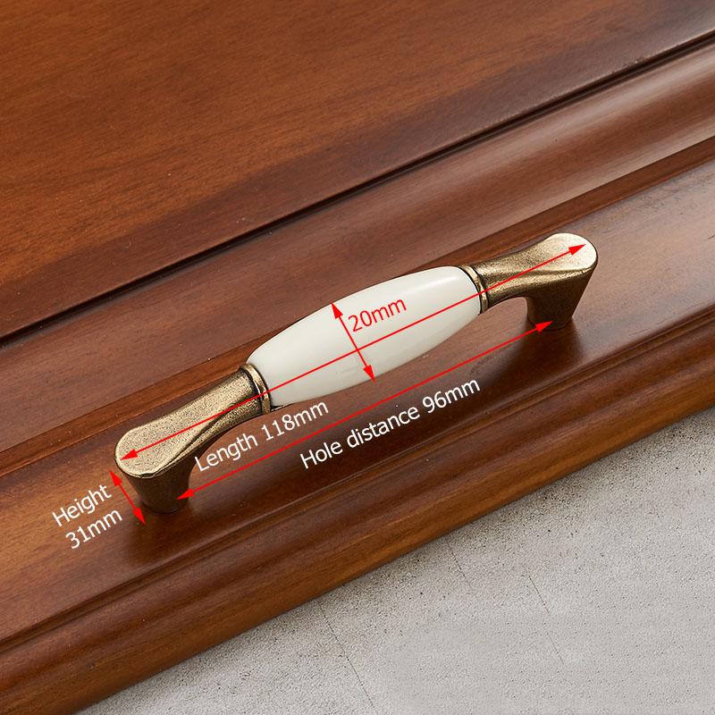 KAK Antique Bronze Ceramic White Cabinet Handles Zinc Alloy Drawer knobs Wardrobe Door Handle Simple European Furniture Hardware