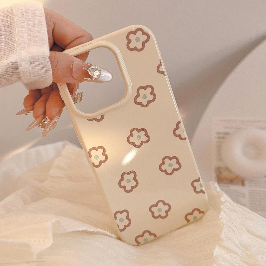 Květinový kryt na telefon s jemnými liniemi vhodný pro telefony Apple