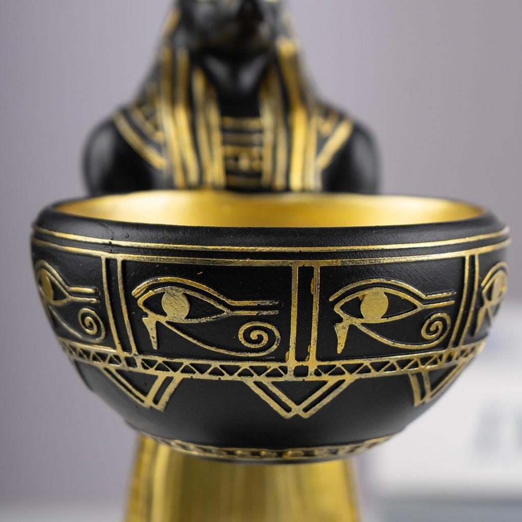 Dog Statues For Table Decorative Standing Animal Figurines With Bowl Egyptian Dog Desktop Ornament For Living Room Bedroom Shelf