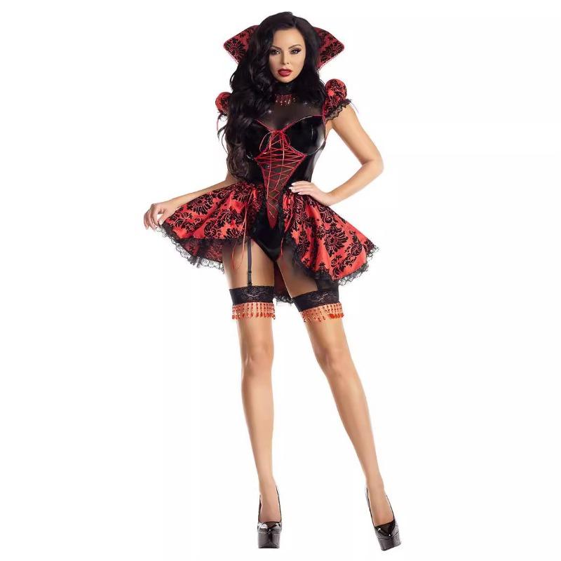 New, Halloween Vampire Queen, Red Devil Sexy Dress Stage Dress Up Costume