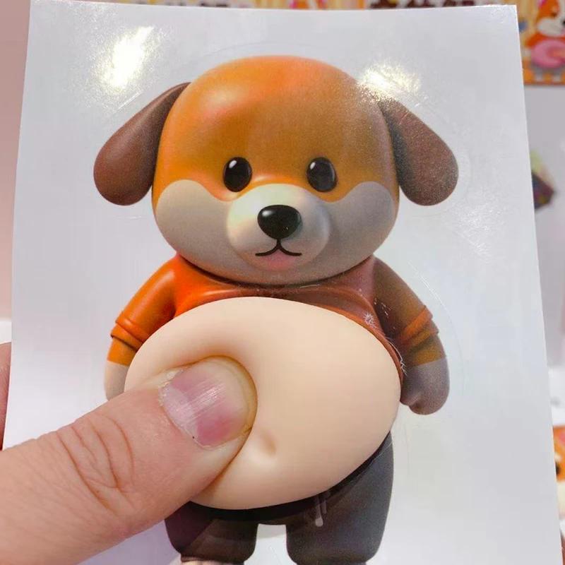 1/5Pcs 3D Cute Puppy Sticker Squeezeable Sticker Refrigerator Wall Decoration Silicone Self-adhesive Sticker