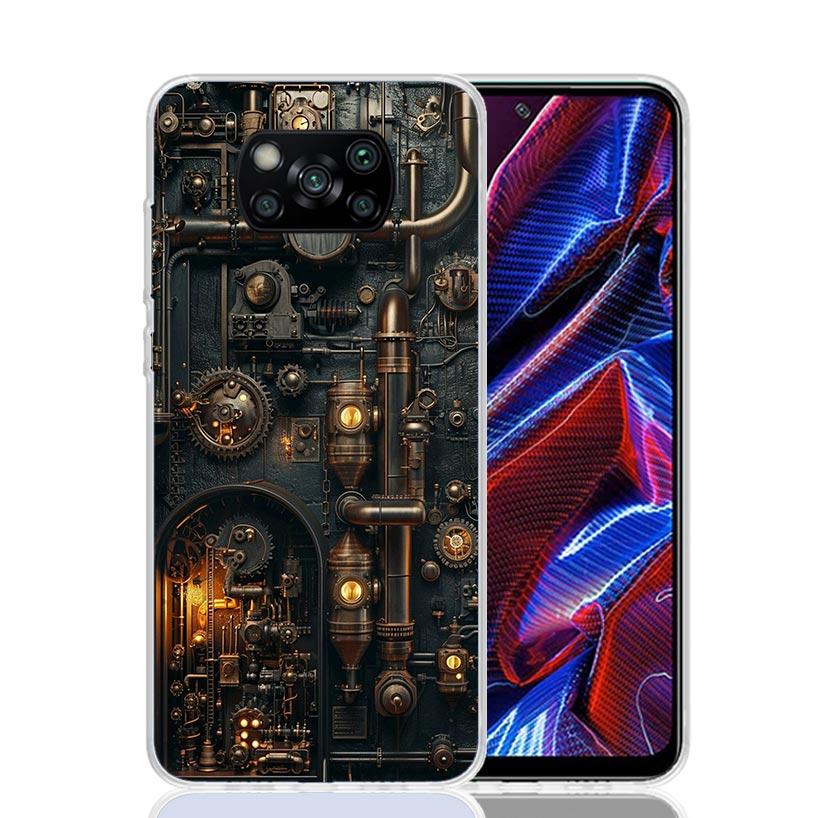 Steampunk Gear Mechanical Case Phone Cover for Xiaomi Redmi Note 10 9 9S 8 8T 7 5 Pro Mi 12T 11T 10T 9T 12 11 Lite A3 A2 Trend F