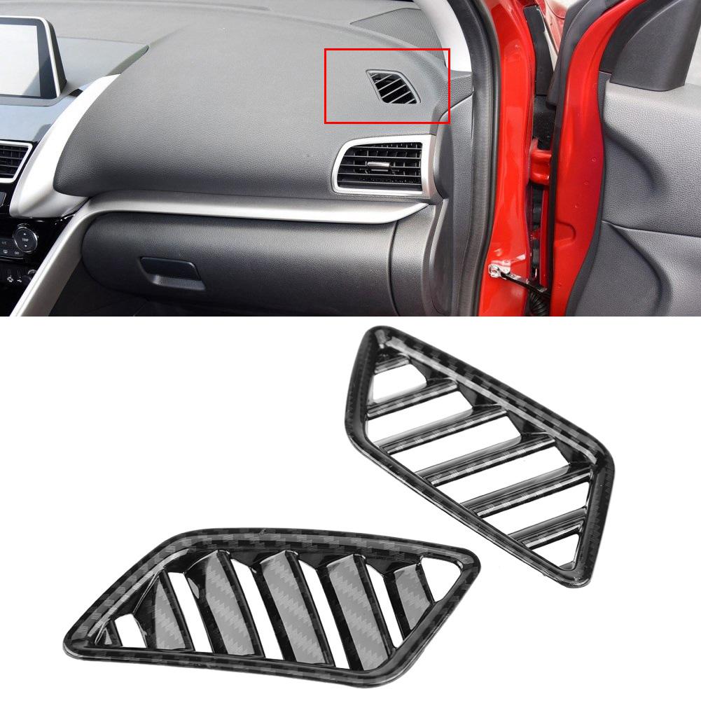 2Pcs Interior Upper Air Vent Outlet Cover Trim for Mitsubishi Eclipse Cross 17 18 Carbon Fiber