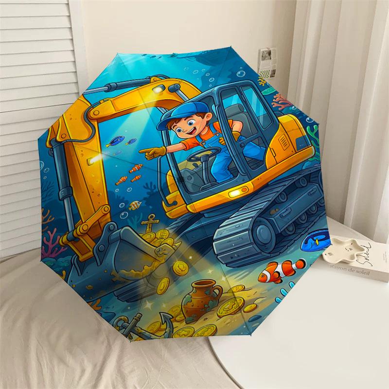 

1PC Underwater Excavator Gold Coins Umbrella-8-Rib Reinforced, Automatic Open, Lightweight & Durable, Fashion Accessory for Outdoor, H0347