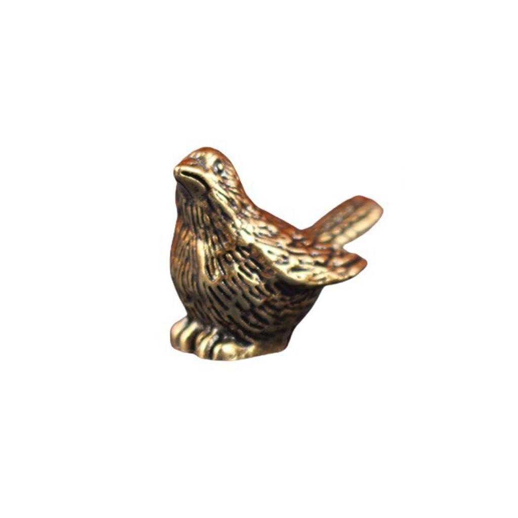 1/2pcs Vintage Ornaments Mini Vintage Brass Bird Statue Retro Sparrow Figurines Small Animal Sculpture for Living Room Bedroom H