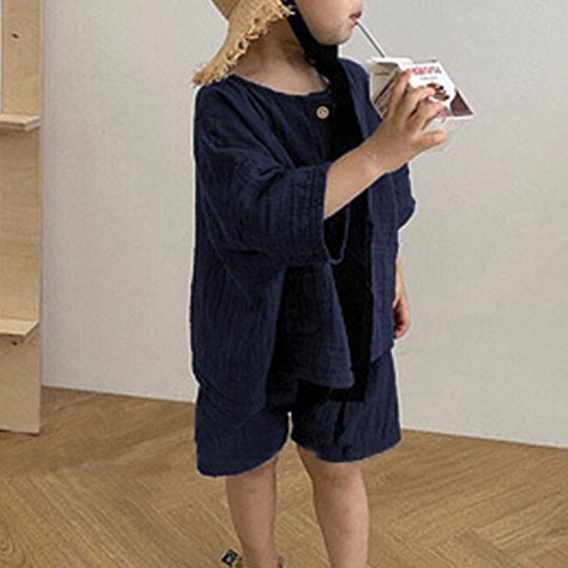 Danish-Style Kids' Summer Pajamas: Cotton Short-Sleeve Shirt & Shorts Set