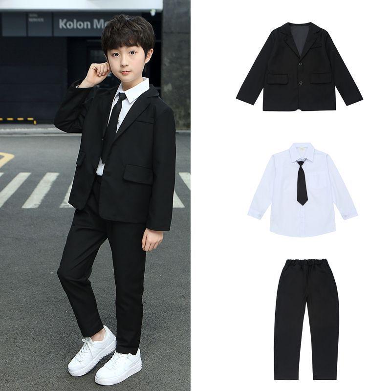 Charming Children's British-Style Three-Piece Suit: Tuxedo Jacket for Boys' Piano Performance