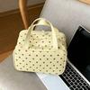 Multifunctional Polka Dot Makeup Bag PU Large Capacity Cosmetic Bag Three-layered with Handle Travel Toiletry Bag
