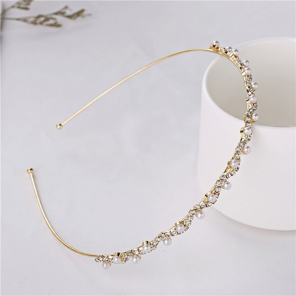 Accessoires Schmuck Damen Kristall Strass Haarreif Hochzeit Party Haarreif Perlenwelle Stirnband