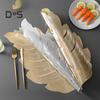 6Pcs Kitchen Placemat Set High Temperature Resistant Gold-Stitched Leaf Shape Dining Place Mat Table Setting Accessory