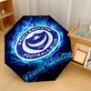 Portsmouth FC Automatic 3‑Fold Umbrella 8‑Rib Windproof Folding Umbrella Sun Rain Protection For Outdoor Travel Daily Use