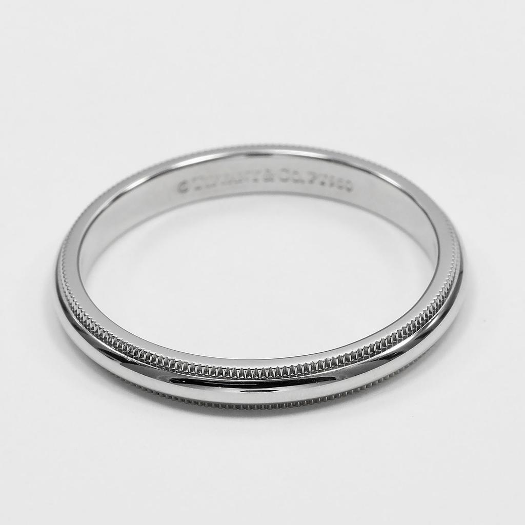 TIFFANY&Co. Gathered Milgrain Ring 0.1" Band Pt950Platinum #11.3(US Size) 6.22g Women Used