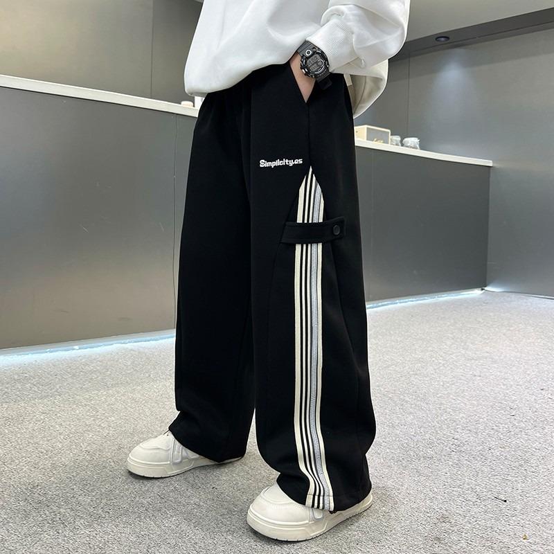 Autumn Big Boys Causal Pants Kids Loose Cotton Sports Pants 110-170 Black Grey Trousers for Children Spring Kids Clothing 2025