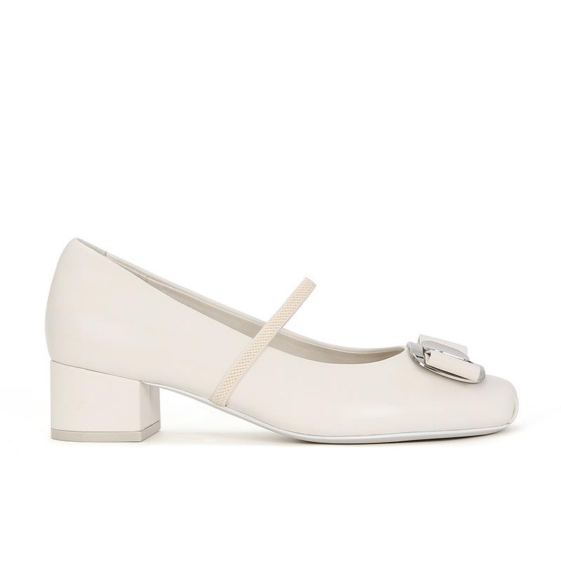 

Shoes Square Head Bow Thick Heel Mary Jane Single Shoes Women s Flat Ballet Shoes Spring 40