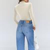 Women's Stylish Casual ,Color Half,High,Neck Velvet Long,Sleeve Base Layer Top