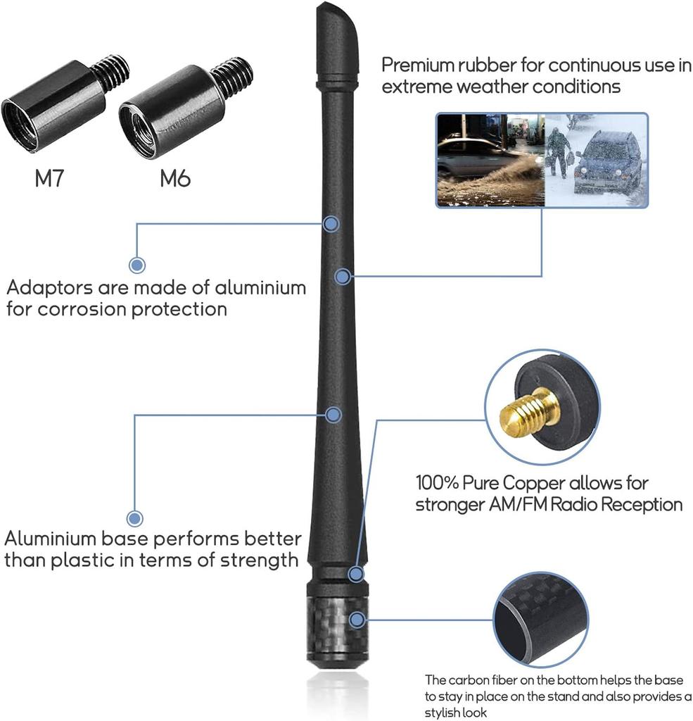 7inch antenna for Chevrolet Silverado and GMC Sierra Denali 1500 2500 3500 replaceable rubber truck antenna optimized FM/AM reception