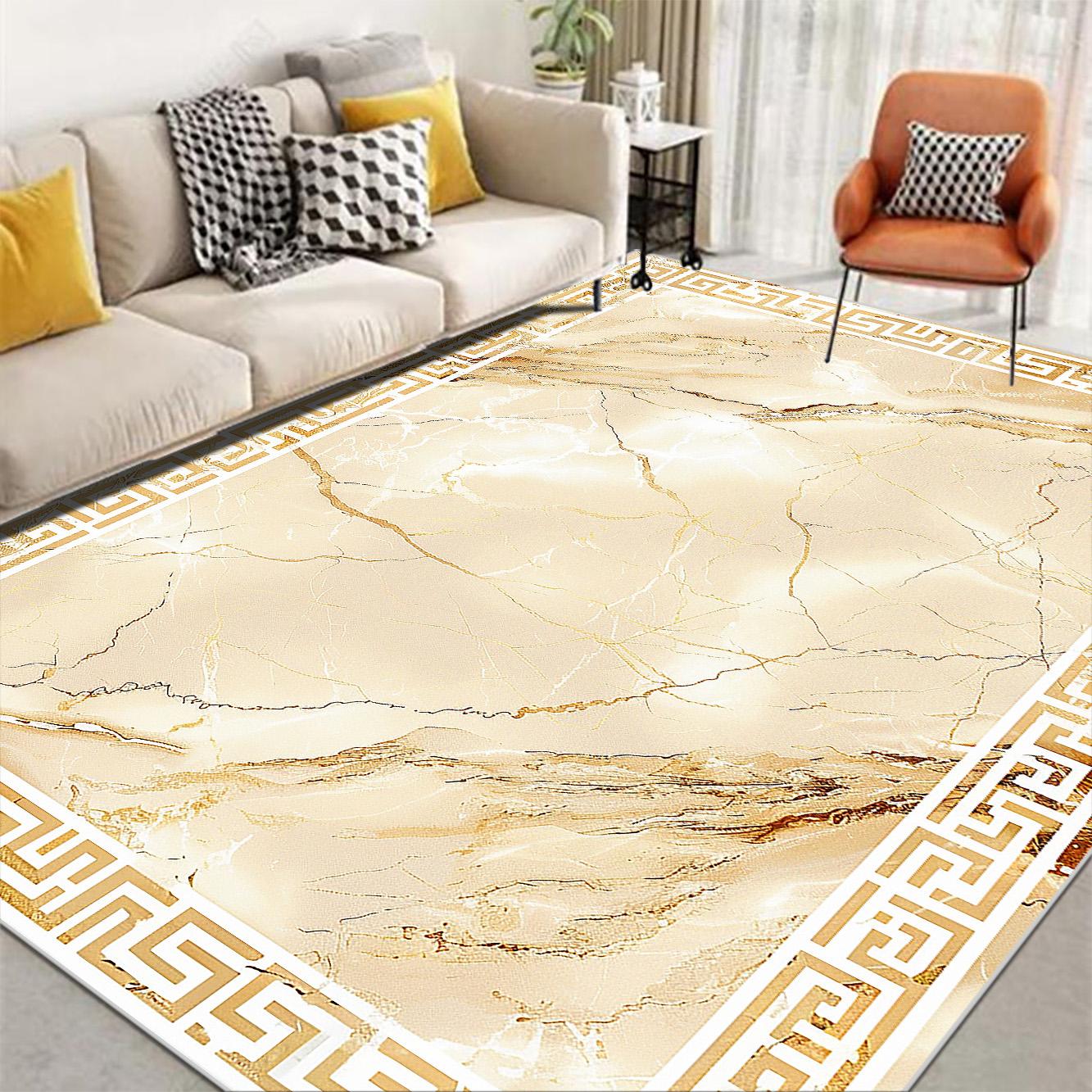 

Minimalist Luxury Style Decorative Rug for Living Room Non-slip Marble Bedroom Carpet Big Size Soft Flannel Sofa Side Floor Mats 60x90cm