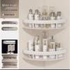 White No-Punch Corner Bathroom Storage Rack Organizer