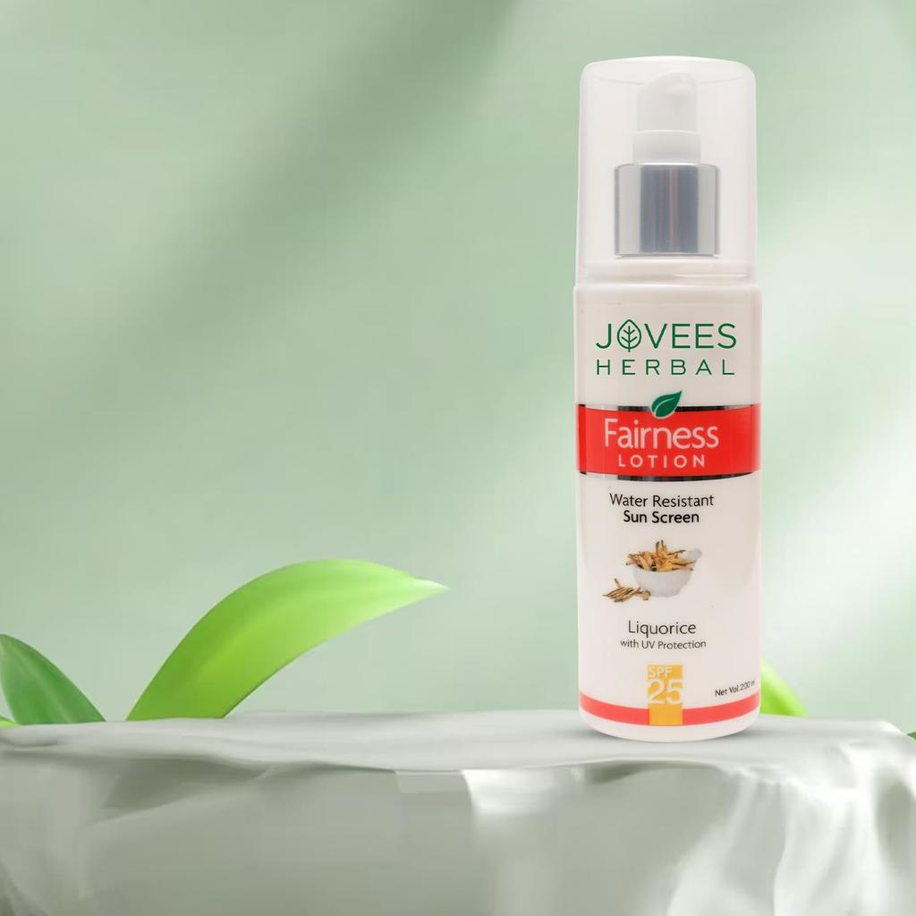 Jovees Herbal Sunscreen Fairness Lotion SPF 25 For Oily Sensitive Skin Lightweight Fast Absorbing 200ml