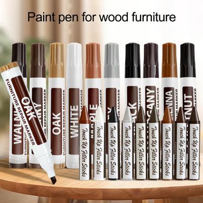 1 Set Wooden Furniture Scratch Repair Kit with Touch-Up Marker Pen 6/8/10 Colors Wood Floor Table Stain Removal Scratch Repair Cover-Up Paint Pen