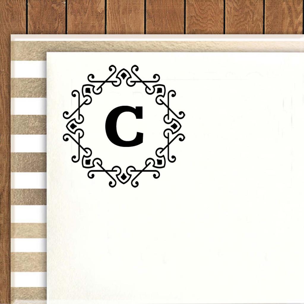 Printtoo Alphabet C Monogram Octagon Celtic Swirl Frame Self Inking Rubber Stamp Office