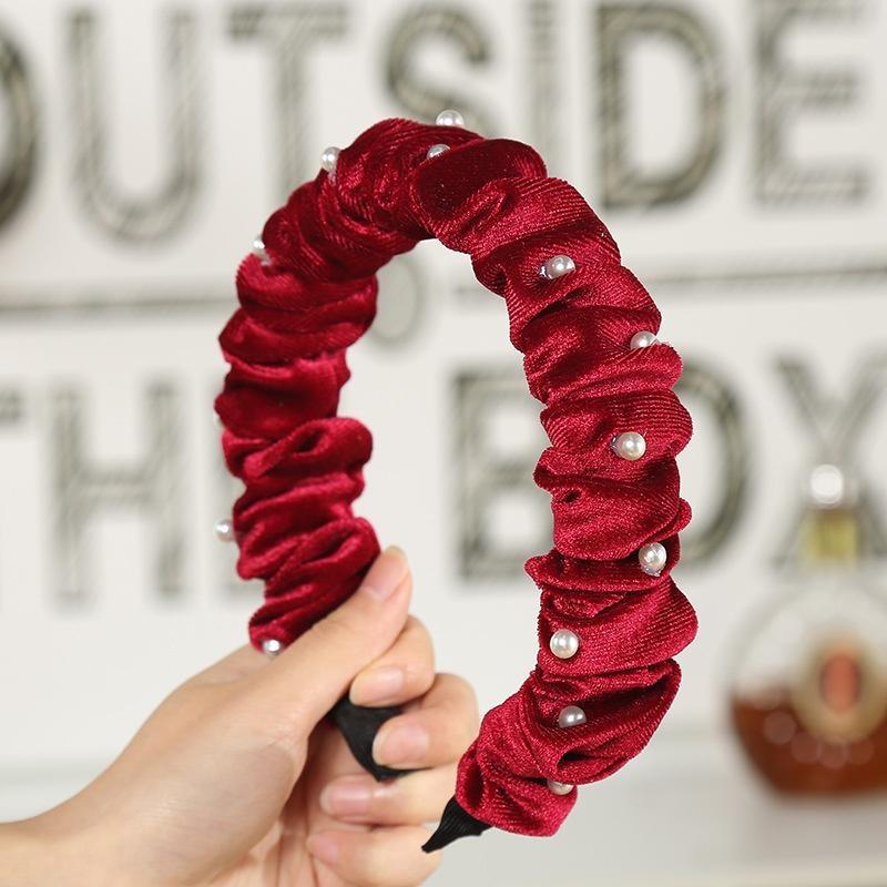 Women's Velvet Hairband Headband Pearl Hair Hoop Bands Accessories