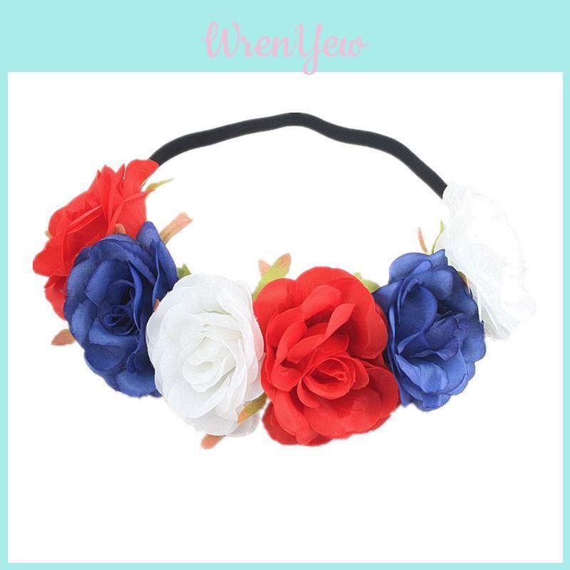 Union Jack Themed Lifelike Flower Crown Headband For Celebrating The Queen's Platinum Jubilee