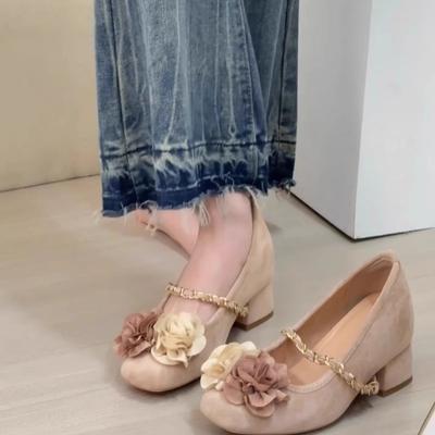 Camélia augmentation hauteur intérieure Mary Jane talon épais jupe chaussures simples vêtements d'extérieur style scolaire style français avec style fée chaussures simples rétro