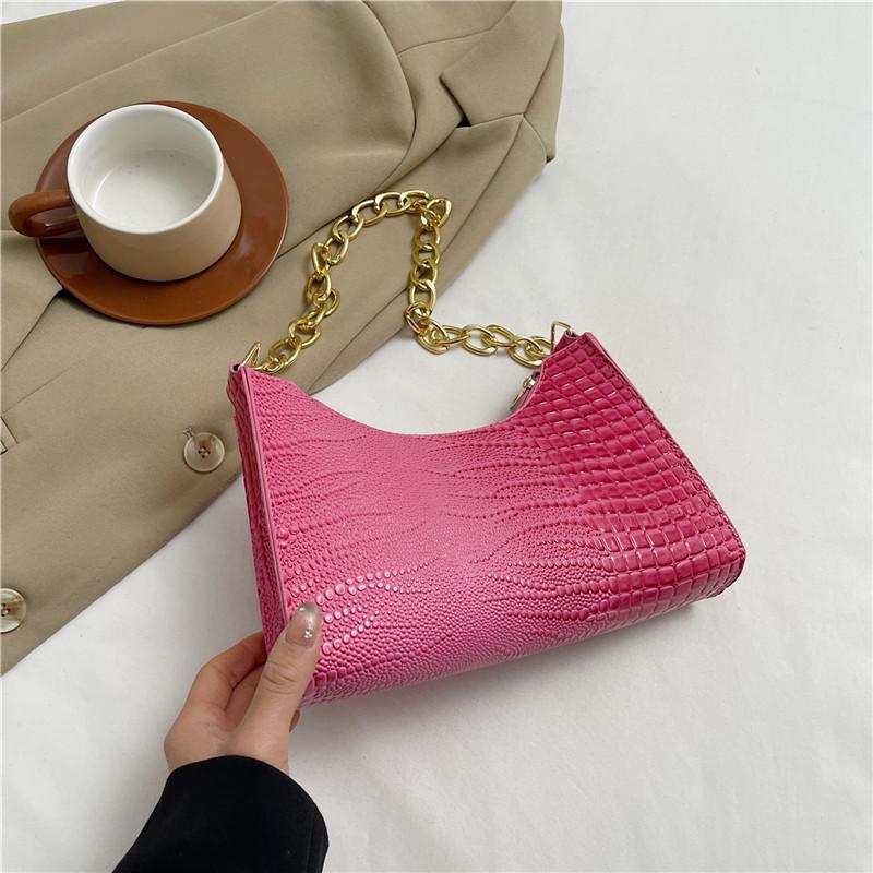 French Niche Foreign Style Chain Baguette Bag Female Texture Crocodile Pattern Temperament Shoulder Bag 2025 New Armpit Bag