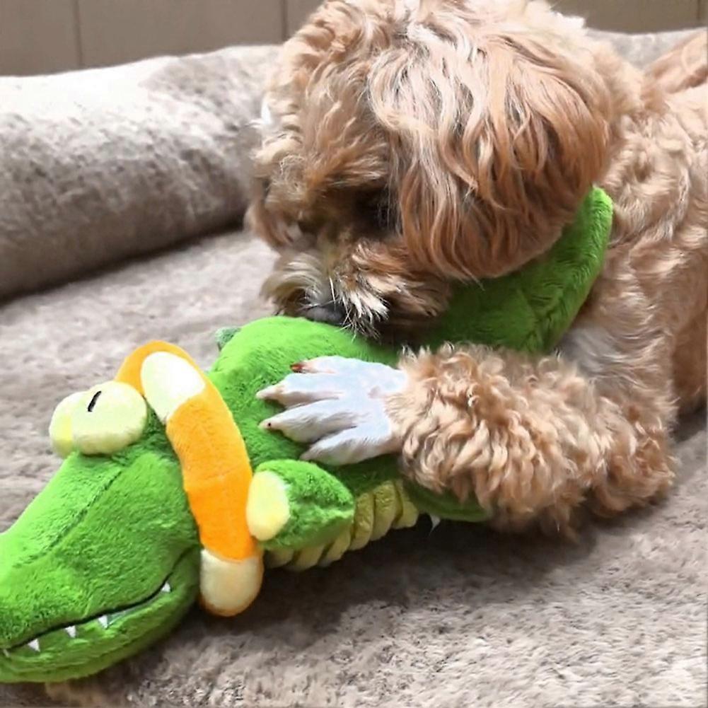 Calming-Crocodile Plush Dog Toy Squeaky Dog Toys Soft Plush Chewing Puppy Toys for Small Medium Large Dogs