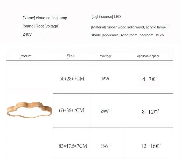 Nordic Log Japanese Ceiling Light Children's Room Thin Cloud wood Ceiling Lamp